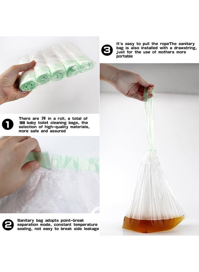 100Pcs Potty Bags with Drawstring Disposable Toilet Cleaner Bag Travel Portable Potty Seat Liner Bags for Kids Universal Size Potty Bags for Potty Training Toilet Fits Toddlers Pets Outdoors  - Image 3
