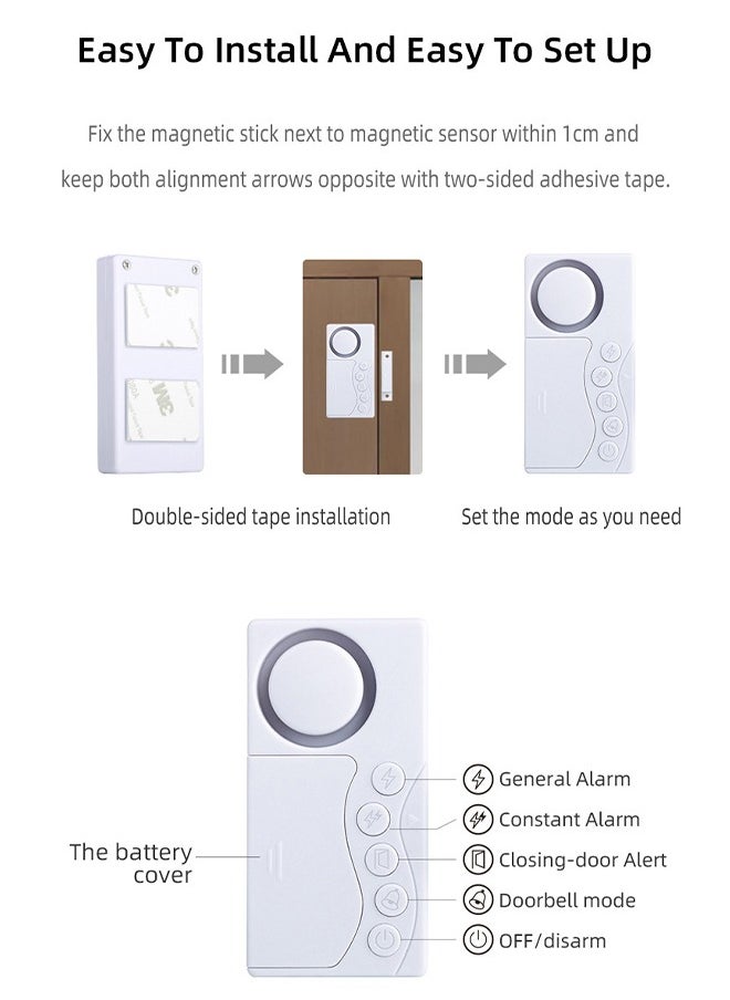 DUNISO - SF19 English cross-border simple door magnetic alarm, battery version, used for doorbell, refrigerator, door and window closing reminder, anti-theft - Image 1