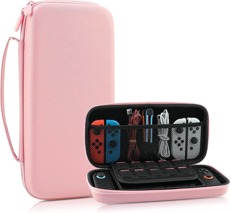 حقيبة حمل RHOTALL لجهاز Nintendo Switch 2 2025، [محمولة وخفيفة الوزن] حقيبة سفر صلبة واقية لجهاز Switch 2، ملحقات واقية مع فتحة لـ 10 خراطيش ألعاب (وردي) - Image 1