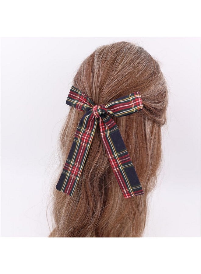 Sugarmelon Set of 6 Tartan Bow Hair Clips for Baby Girl and Mom Women Plaid Headbands Scrunchies Scottish Tartan Hair Bows for School Girls (Tartan Black 6 pcs) - Image 2