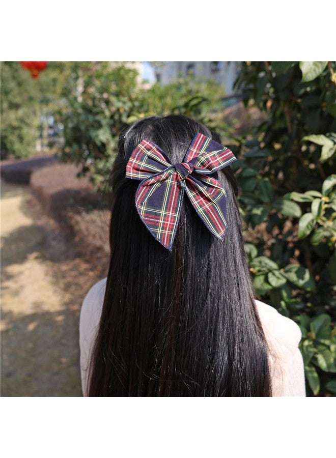 Sugarmelon Set of 6 Tartan Bow Hair Clips for Baby Girl and Mom Women Plaid Headbands Scrunchies Scottish Tartan Hair Bows for School Girls (Tartan Black 6 pcs) - Image 3