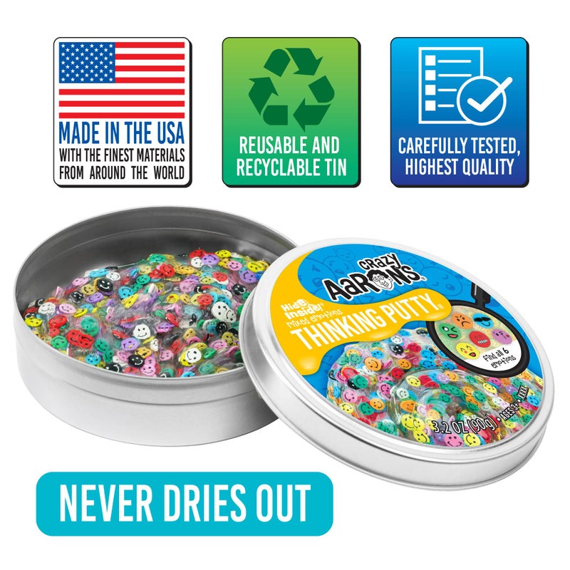 Crazy Aaron's Thinking Putty - Mixed Emotions - Multi-Color Sensory Putty for Kids and Adults in a 4" Tin - Creative and Endless Fun, Stress Relief Therapy Toys, Never Dries Out - Made in USA - Image 5