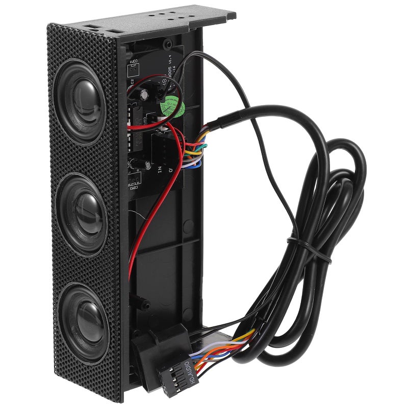 Kisangel Computer Front Panel Speaker Stereo Surround for Desktop PC Case with Built in Mic Black Heat Resistant Lower Resistance Audio - Image 2