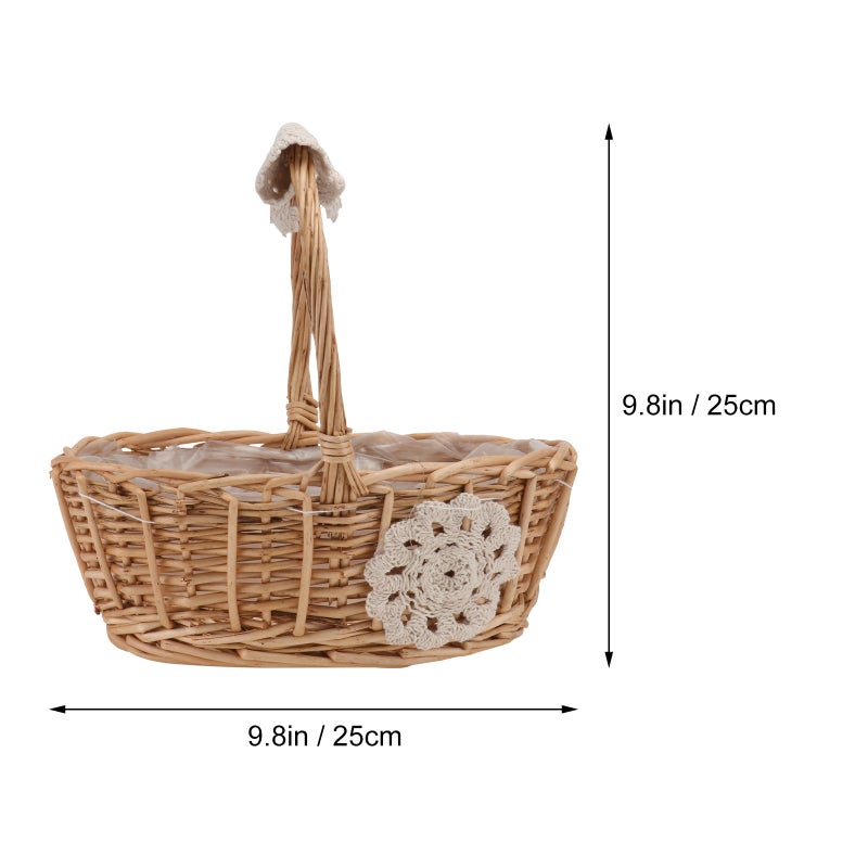 1pc Rattan Woven Storage Basket Decorative Flower Basket (Khaki) - Image 3