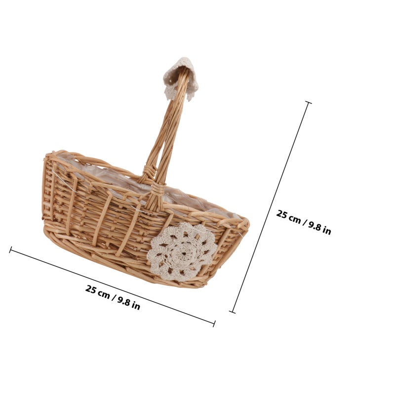 1pc Rattan Woven Storage Basket Decorative Flower Basket (Khaki) - Image 2