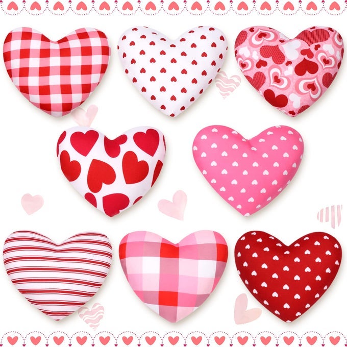 VALENTINES ORNAMENTS FABRIC HEARTS8PCS HEART SHAPE ORNAMENTS FOR TREEBUFFALO CHECK HEART WEDDING DECORATIONS PARTY DIY CRAFTS 47INCH
