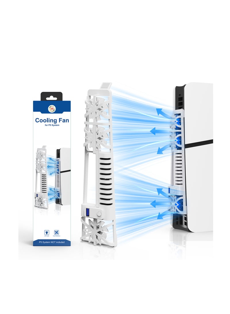 NANANINO cooling fan for PS5 Slim console, cooling accessory with 3 high-speed fans, silent cooling system with LED lights, and USB 3.0 port for PS5 - Image 1