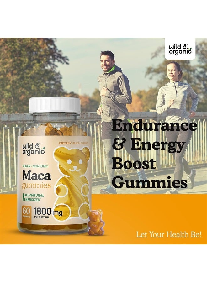 Wild & Organic Maca Root Gummies 1800 mg - Maca Supplement for Endurance, Natural Energy, Mood & Immune Support - Maca Root Organic Gummy - 60 Chews - Image 3