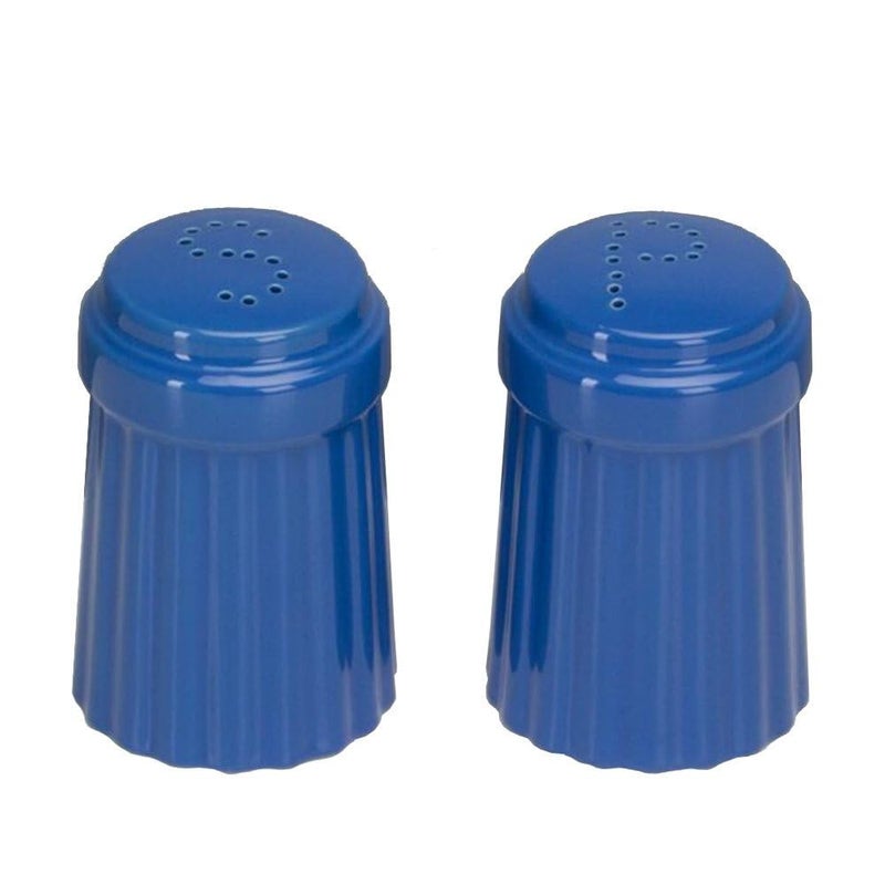 Omniware Simsbury Salt Pepper Shaker Set 6oz Stoneware Dispensers with Distinctive S P Lids Dishwasher Safe Coated in a LeadFree Glaze Classic Kitchen Essential Simply Blue