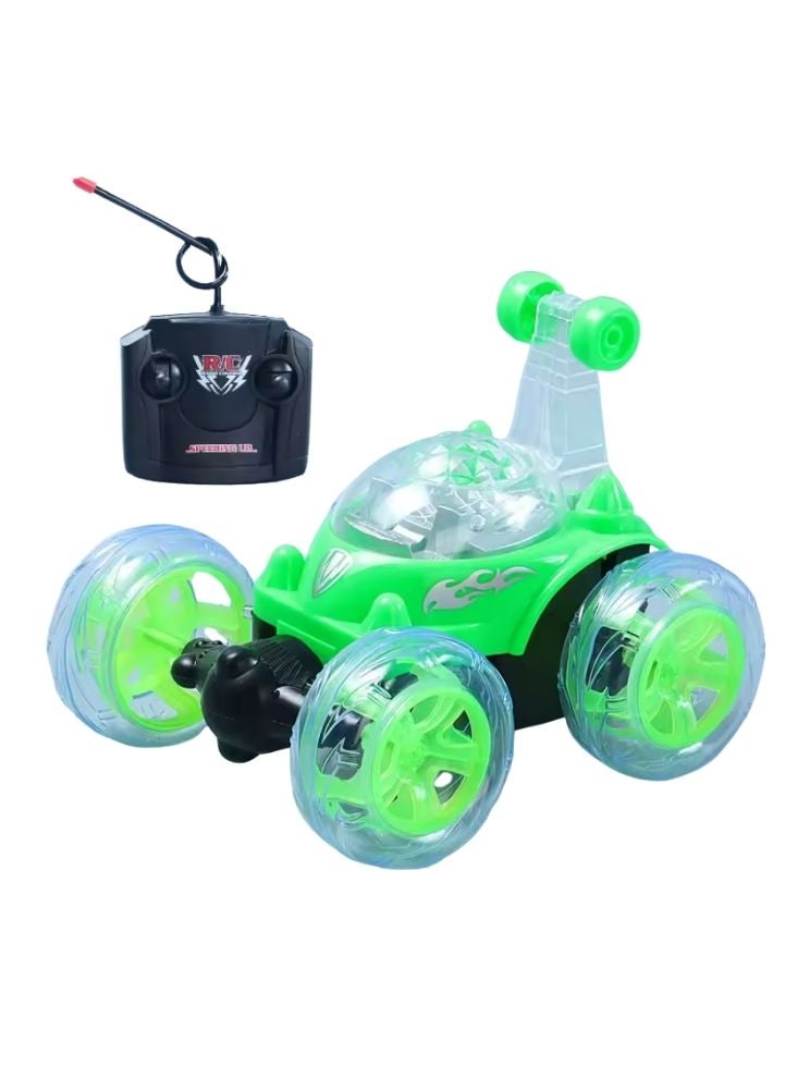 Super Remote Control Stunt Car – 360° Rotating RC Car with Lights (Green) - Image 1