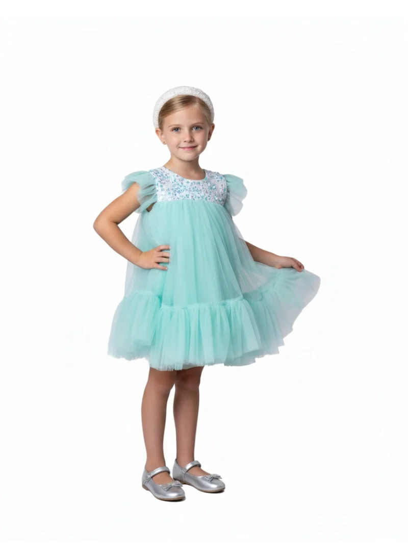 D'Daniela D' Daniela - Sequins Sparkle  Green Party Dress