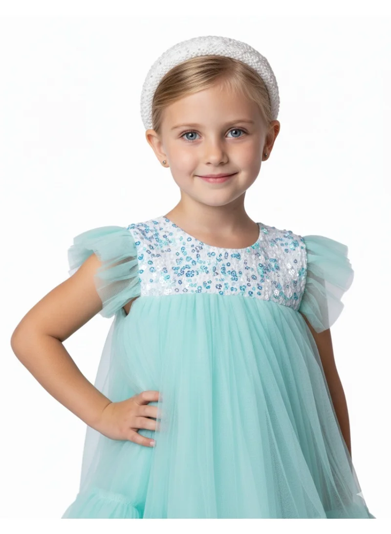 D'Daniela D' Daniela - Sequins Sparkle  Green Party Dress