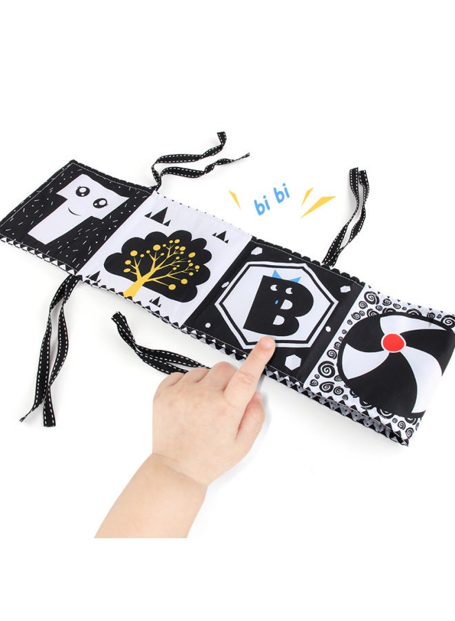 Baby Bed Wall Early Education Cloth Book Toy Baby Lathe Black And White Double-sided Puzzle Bed Wall Slip Towel Pendant-Color:115-63 Saliva Square Towel 28.2g  - Image 5