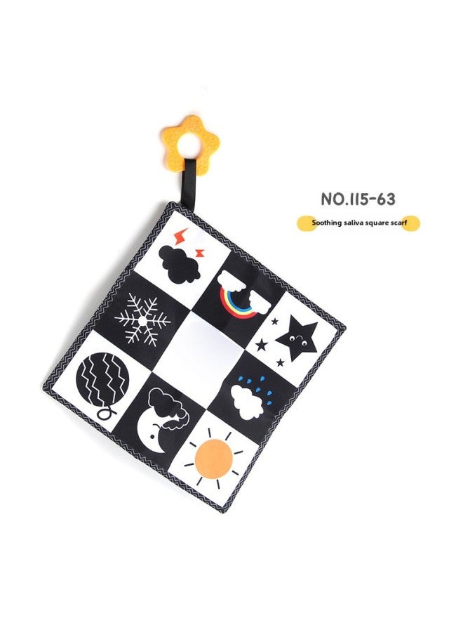 Baby Bed Wall Early Education Cloth Book Toy Baby Lathe Black And White Double-sided Puzzle Bed Wall Slip Towel Pendant-Color:115-63 Saliva Square Towel 28.2g  - Image 1