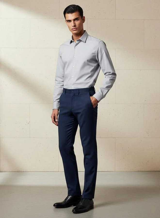 Splash FAV BLUE Slim Fit Flexi Waist Trousers for Men | Best Price UAE