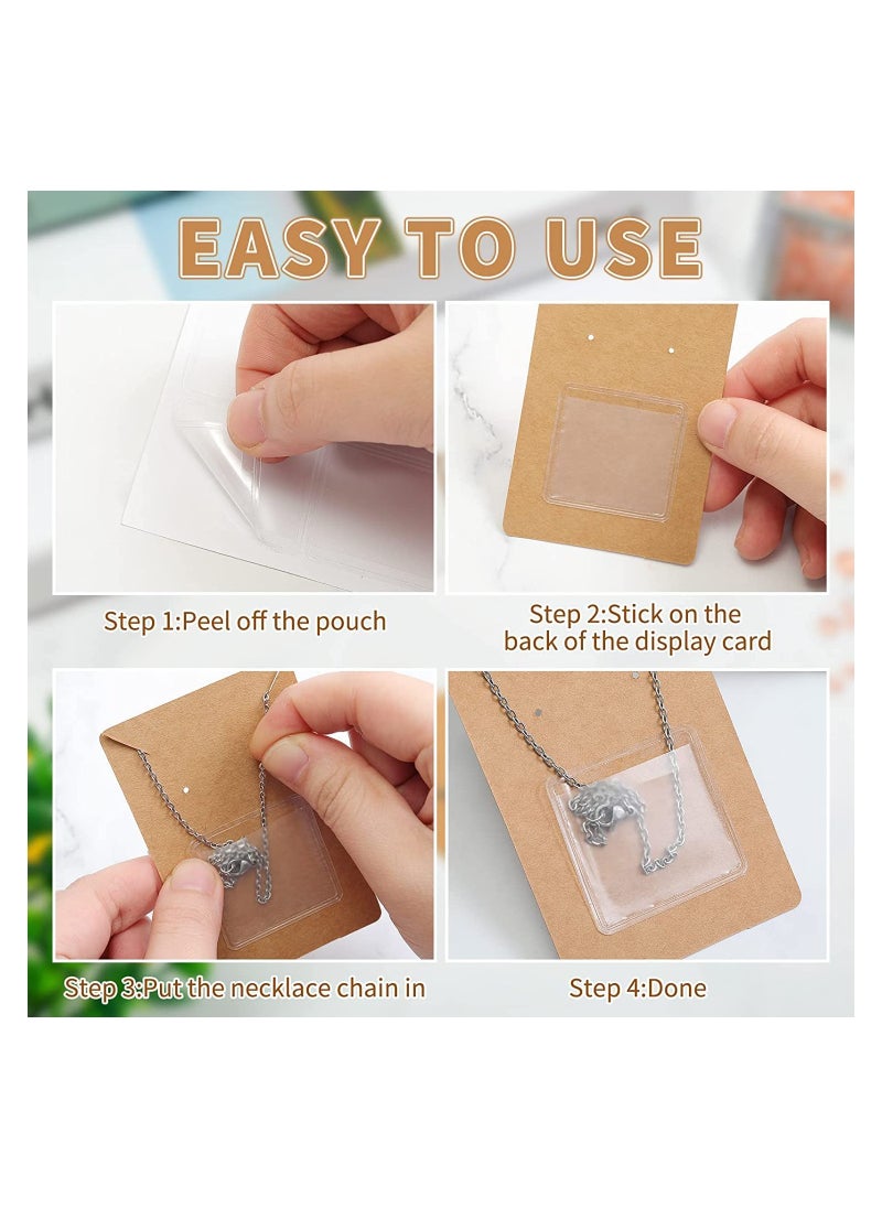 SYOSI - 240 Pieces Necklace Chain Adhesive Pouch for Necklace Display Cards Necklace Chain Pocket Jewelry Bags for Selling Necklace Packaging Plastic Loose Chain Pockets Clear Necklace Chain Holder - Image 1