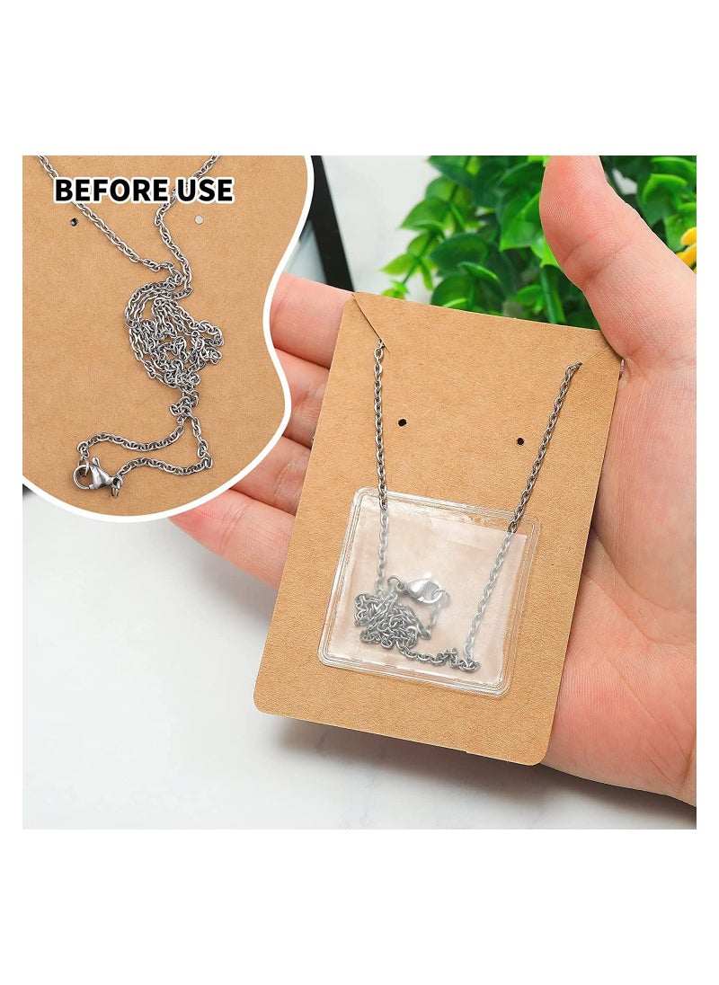 SYOSI - 240 Pieces Necklace Chain Adhesive Pouch for Necklace Display Cards Necklace Chain Pocket Jewelry Bags for Selling Necklace Packaging Plastic Loose Chain Pockets Clear Necklace Chain Holder - Image 1