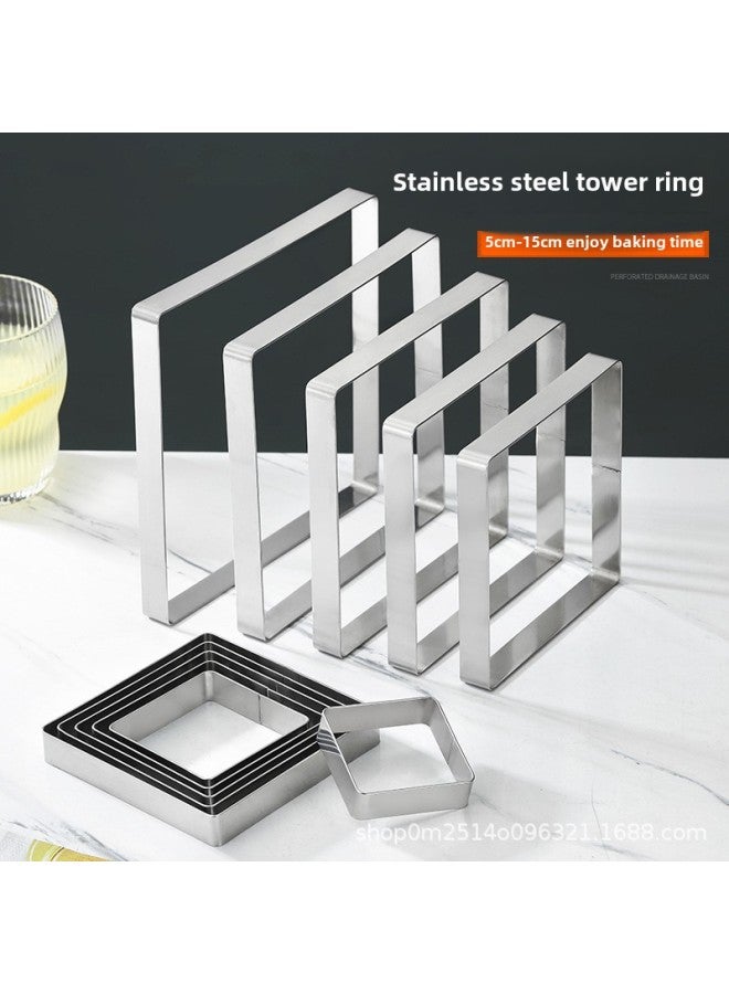 1.5cm High Square Stainless Steel Square Cake Mold Baked Bread Ring Tart Ring Tower Mold Tortilla Rice Cake Ring-Specifications:Square Circle With Side Length 7cm (height 1.5cm) - Image 2