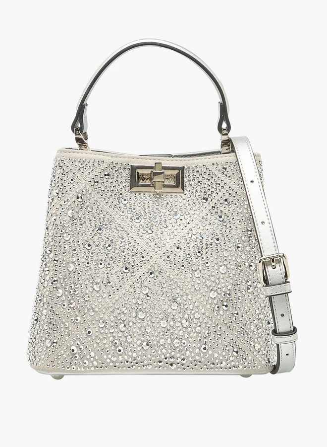 Celeste Embellished Shoulder Bag with Adjustable Strap and Twist Lock Closure