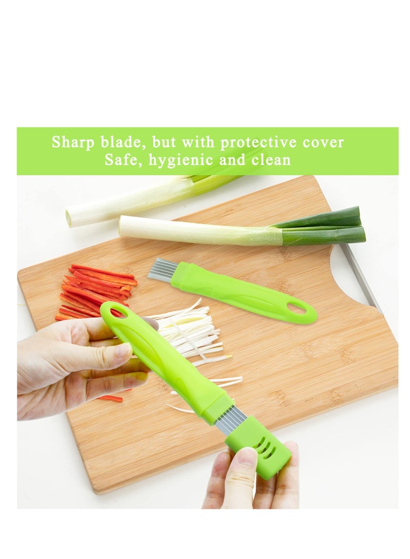 Excefore Spring Onion Slicer, Green Onion Knife with Lid and 7 Stainless Steel Blades, Stainless Steel Vegetable Onion Scallion Slicer, for Green Onion Cucumber Kiwi Potato, Multi-Functional Kitchen Gadgets  - Image 5