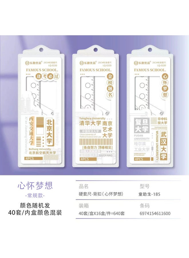 HELPS Cute Cartoon Set Of Rulers For Students, Multifunctional Triangle Ruler, Protractor, Four-piece Set, Soft Ruler - Image 1