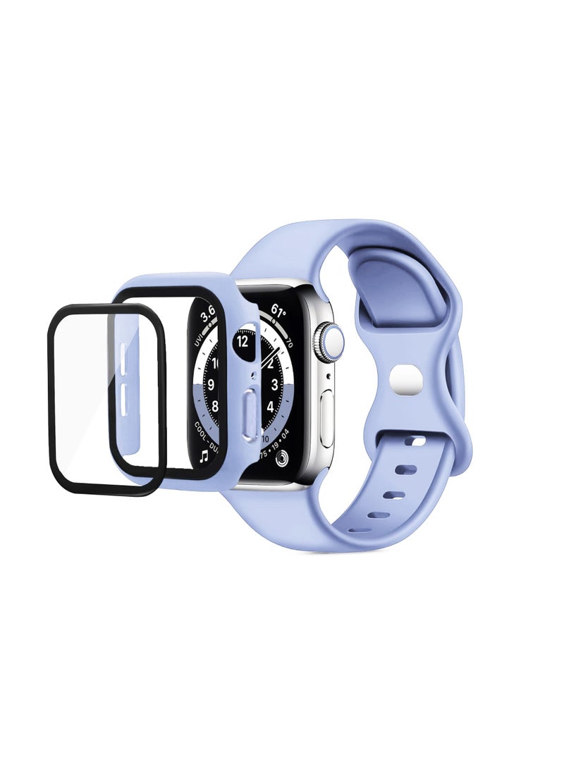 Band with Case Compatible with  Apple Watch Series 10 46mm,Adjustable Silicone Sport Wristband Replacement, Strap With Cover Built-in Glass Screen Protector for Apple Watch Series Series 10 46mm