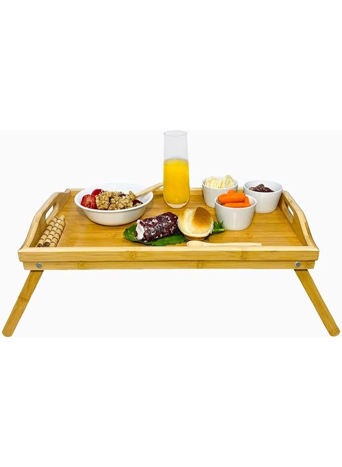 صينية سرير خشبية محمولة للإفطار ولابتوب مع أرجل قابلة للطي - Image 1