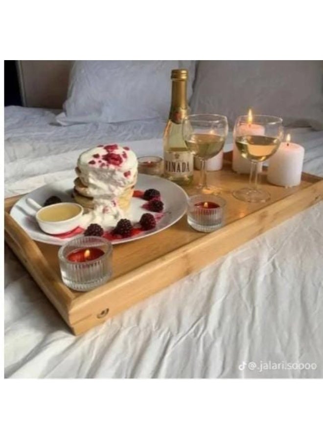 صينية سرير خشبية محمولة للإفطار ولابتوب مع أرجل قابلة للطي - Image 3