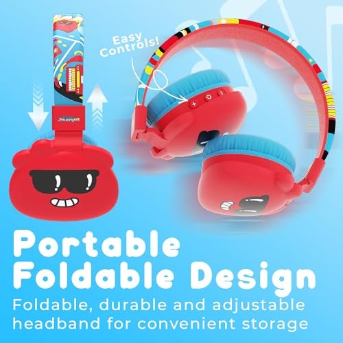 JellieMons Booma Echo Over Ear Wireless Headphones with Bluetooth 5.4, Hi-Res Audio, 55H Playtime, USB-C Fast Charging, 10M Range, Kid-Safe Modes, Comfortable and Durable Design, (WLHP701 Yellow) - Image 3