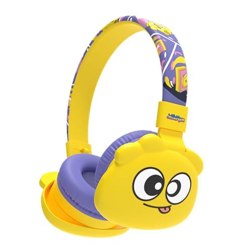 JellieMons Booma Echo Over Ear Wireless Headphones with Bluetooth 5.4, Hi-Res Audio, 55H Playtime, USB-C Fast Charging, 10M Range, Kid-Safe Modes, Comfortable and Durable Design, (WLHP701 Yellow) - Image 1