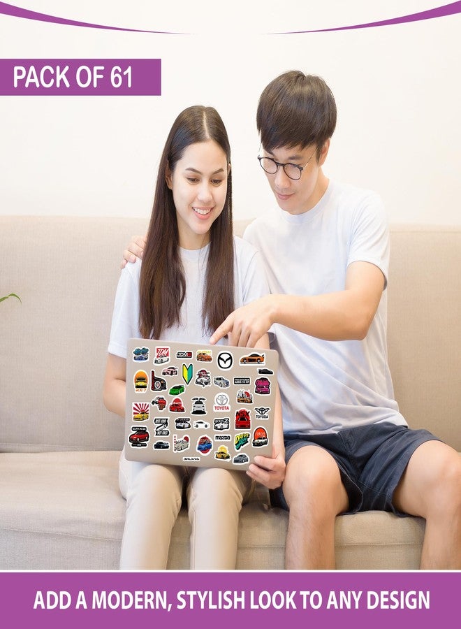 مركز العجائب ملصقات فينيل لسيارات السباق F1 من Wonder Hub، مناسبة لأجهزة الكمبيوتر المحمولة، وأغطية الهواتف، والجيتار، والمذكرات، والدفاتر، مجموعة ملصقات متعددة الألوان ومقاومة للماء مكونة من 61 ملصقًا (ملصقات سيارات). - Image 3