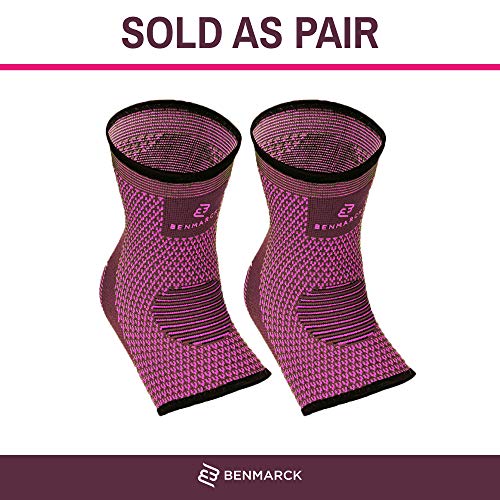 Benmarck Achilles Tendon Support for Women, Ankle Compression Sleeve For Running, Tendonitis and Flat Feet Relief, Plantar Fasciitis Sock (Fuchsia Purple, Unisize) - Image 3