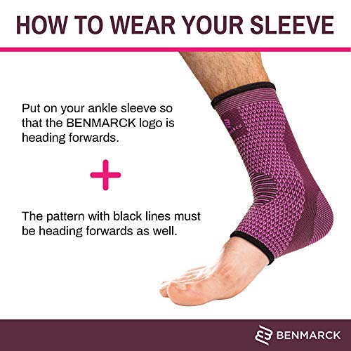 Benmarck Achilles Tendon Support for Women, Ankle Compression Sleeve For Running, Tendonitis and Flat Feet Relief, Plantar Fasciitis Sock (Fuchsia Purple, Unisize) - Image 4