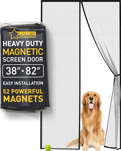 Flux Phenom Magnetic Screen Door - Bugs Out, Breeze in - 9min Install Auto-Sealing Heavy Duty Double Stitched Mesh, 52 Magnets, Hands Free Sliding & Patio Doors Net, Pet & Kid Friendly, 38 x 82 Inch - Image 1