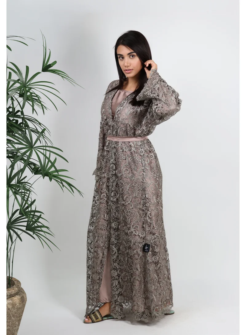 JAMEELA Lace Splicing Beige Abaya