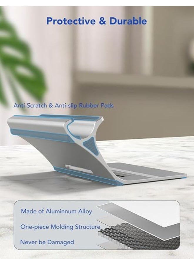 VOCAR PHOCAR Aluminium Laptop Stand for Desk, 2-in-1 Design, Veritical Laptop Holder & Laptop Riser, One-Piece Design, No Screws or Hinges, Compatible with All the Laptops, Especially for Heavy Devices - Image 5