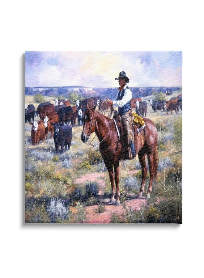 Stupell Industries Cowboy Herding Cattle Ranch Canvas Wall Art Design by Jack Sorenson - Image 1