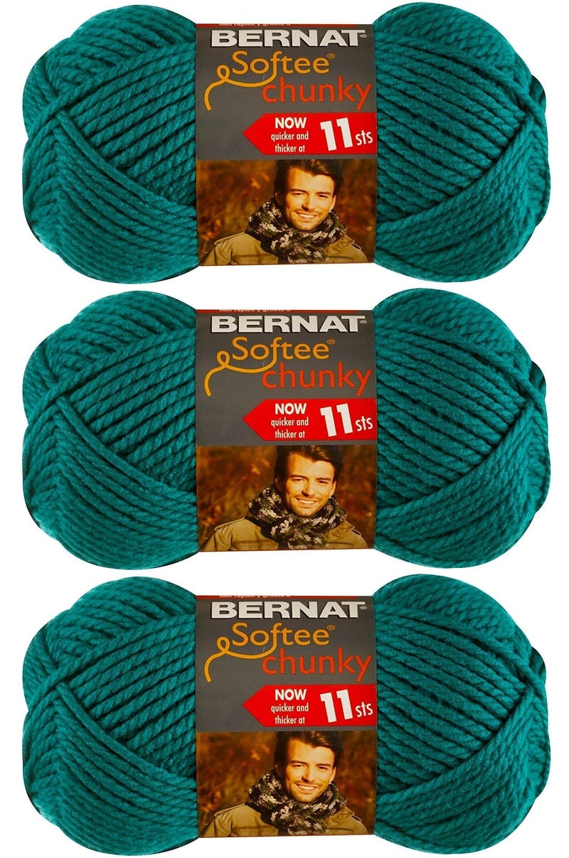 Bernat Softee Chunky Yarn Bundle Super Bulky #6, 3 Skeins Emerald 28200 - Image 5