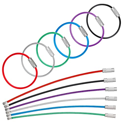 Uniclife 4 Inch Wire Keychain Cable in 6 Assorted Colors Large Stainless Steel Key Ring Loop Holder for Outdoor Hiking Heavy Duty Connectable Luggage Tag Keeper for Sport and Travel, 20 Pack - Image 1