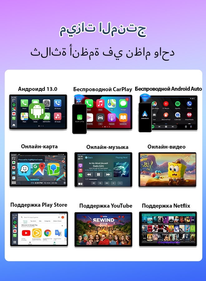 كار لينكيت محول كارلينكيت لاسلكي كار بلاي وأندرويد أوتو بنظام أندرويد 13، 8 جيجابايت رام + 128 جيجابايت روم، معالج كوالكوم SM6225، نظام تحديد المواقع المدمج، 4G LTE، نقطة اتصال واي فاي للسيارات الأصلية - Image 4