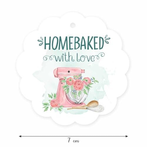 Chic a Choc Home Baked with Love Tags. Pack of 50 HomeBaked with Love Gift Tags. with Jute String for attaching to Cake Box and Bakery Packaging - Image 3