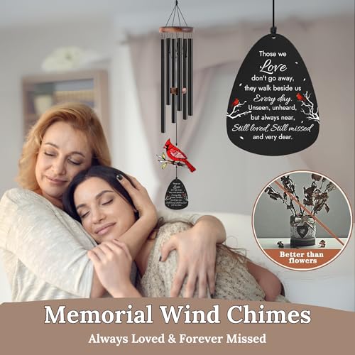 2IMT Memorial Wind Chimes for Loss of Loved One, Sympathy Gifts for Loss of Mother/Dad/Husband - Cardinal Wind Chimes for Outside with Mute Option, in Memory of Loved One Gifts, Sympathy Wind Chimes 36'' - Image 5
