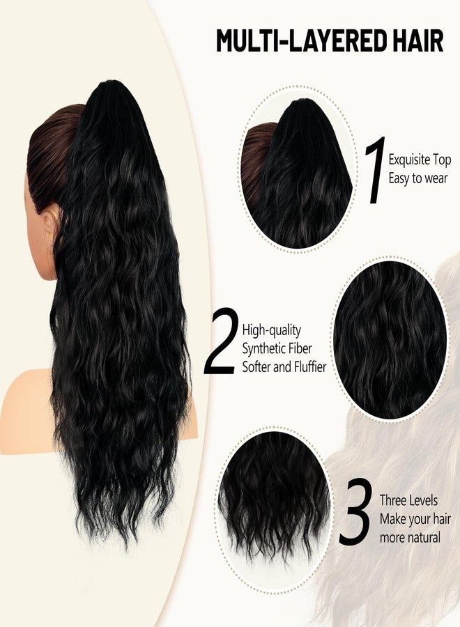AliLeader Claw Clip Ponytail Extension - 18 Inch Curly Ponytail Extension,Wavy Pony Tails Hair Extensions,Synthetic Hair Extensions Ponytail,Clip On Ponytails for Women (1B) - Image 3