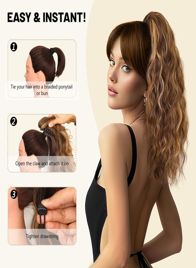 AliLeader Claw Clip Ponytail Extension - 18 Inch Curly Ponytail Extension,Wavy Pony Tails Hair Extensions,Synthetic Hair Extensions Ponytail,Clip On Ponytails for Women (1B) - Image 5