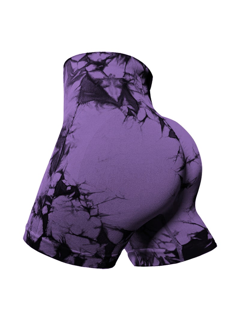 High-Waisted Hip-Raising Tie-Dye Yoga Shorts Summer Three-Point Pants Running Fitness Tight Quick-Drying Sports Shorts For Women - Image 3