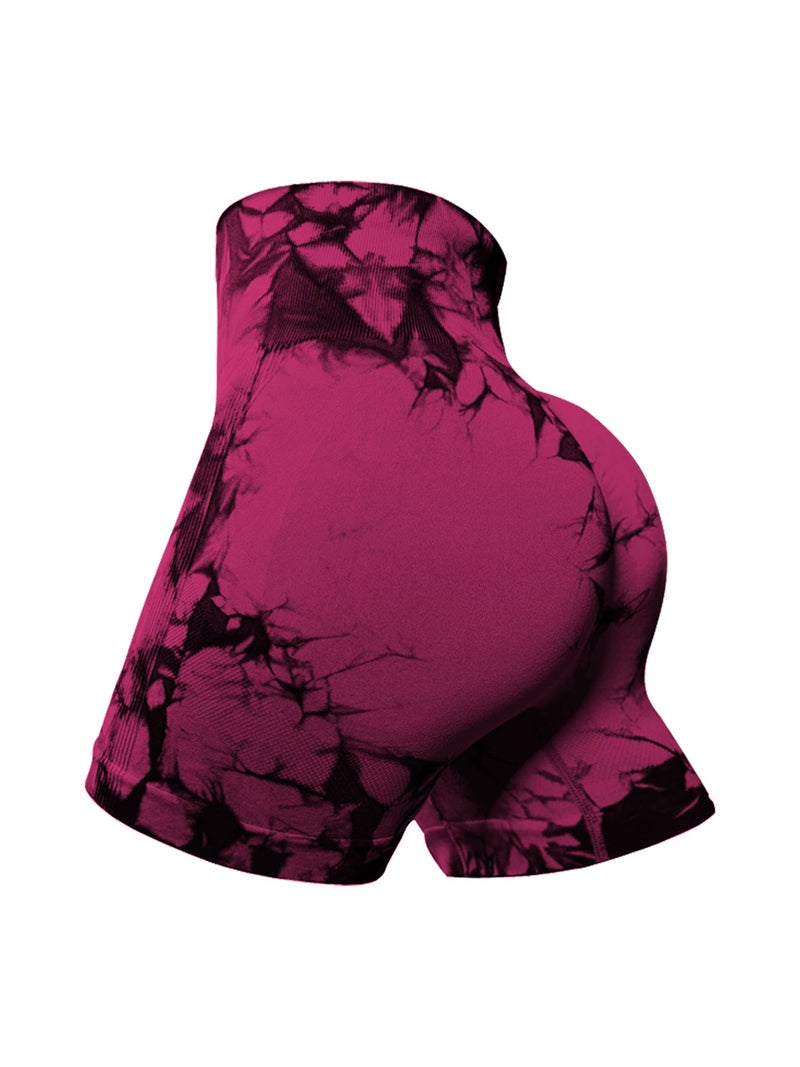 High-Waisted Hip-Raising Tie-Dye Yoga Shorts Summer Three-Point Pants Running Fitness Tight Quick-Drying Sports Shorts For Women - Image 4