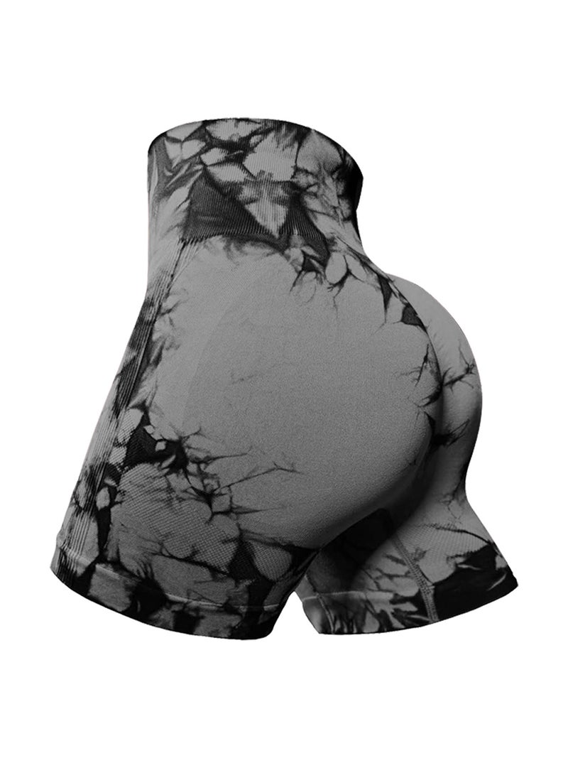 High-Waisted Hip-Raising Tie-Dye Yoga Shorts Summer Three-Point Pants Running Fitness Tight Quick-Drying Sports Shorts For Women - Image 2