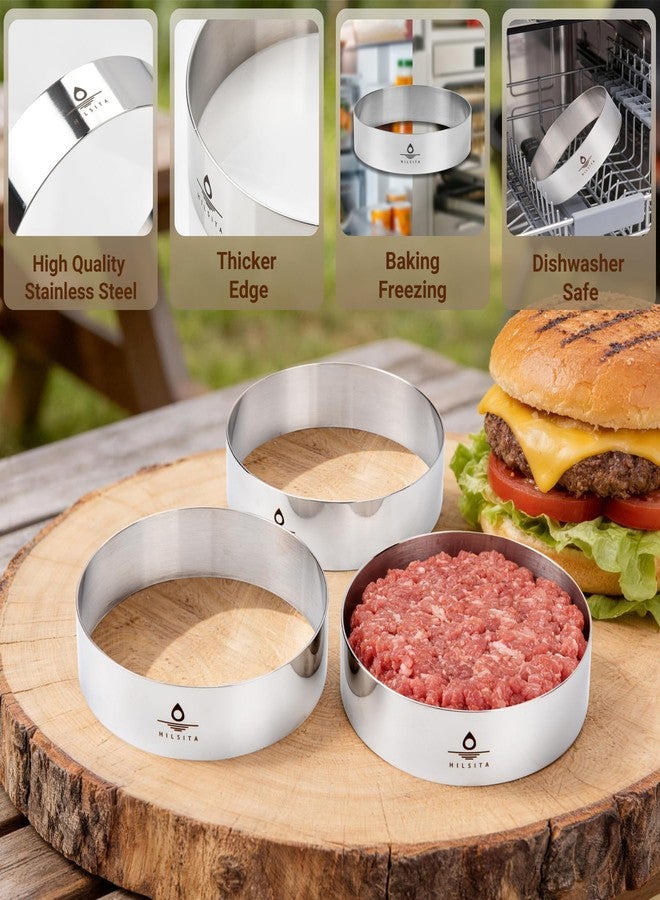 Hilsita Burger Mold, Sous Vide Accessories Hamburger Bun Rings, 6 Pcs 4 Inch Baking Rings, Stainless Steel, Cooking Rings, Ring Molds for Cooking (1'' H) - Image 3