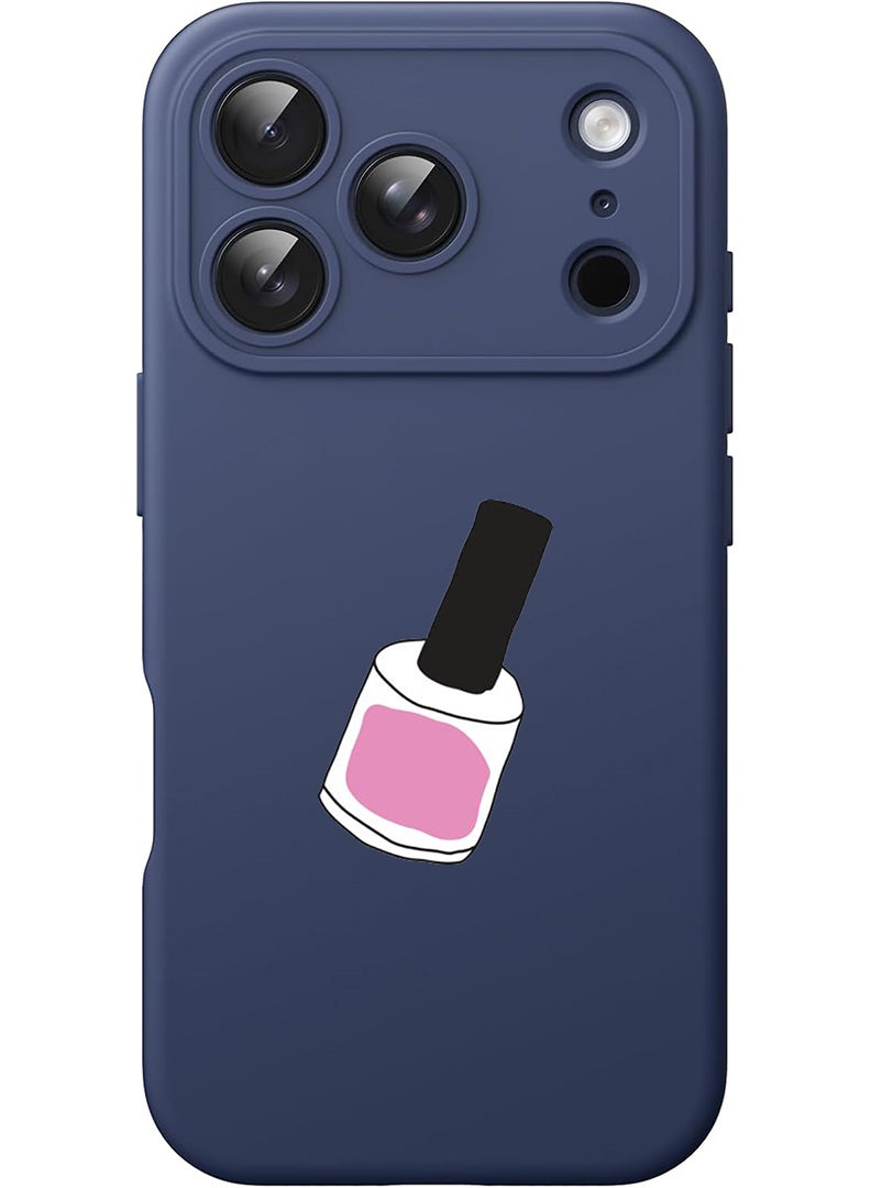 Theodor Protective Slim Fit Case Liquid Silicone Cover with Full Body Protection Anti-Scratch Shockproof Case For Apple iPhone 17 Pro Max (Blue) Nail Paint 1 - Image 1