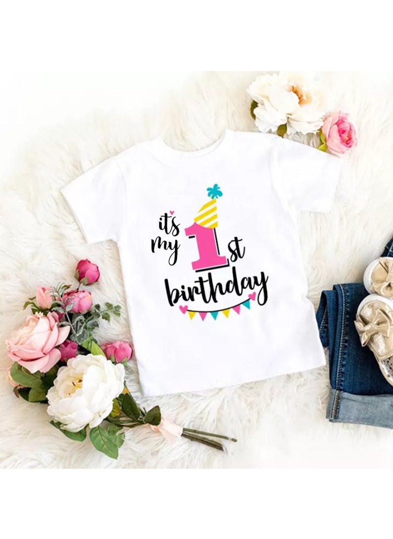 We Happy - It's My 1st Birthday Printed Kids Lovely Cotton T-Shirt - Image 1